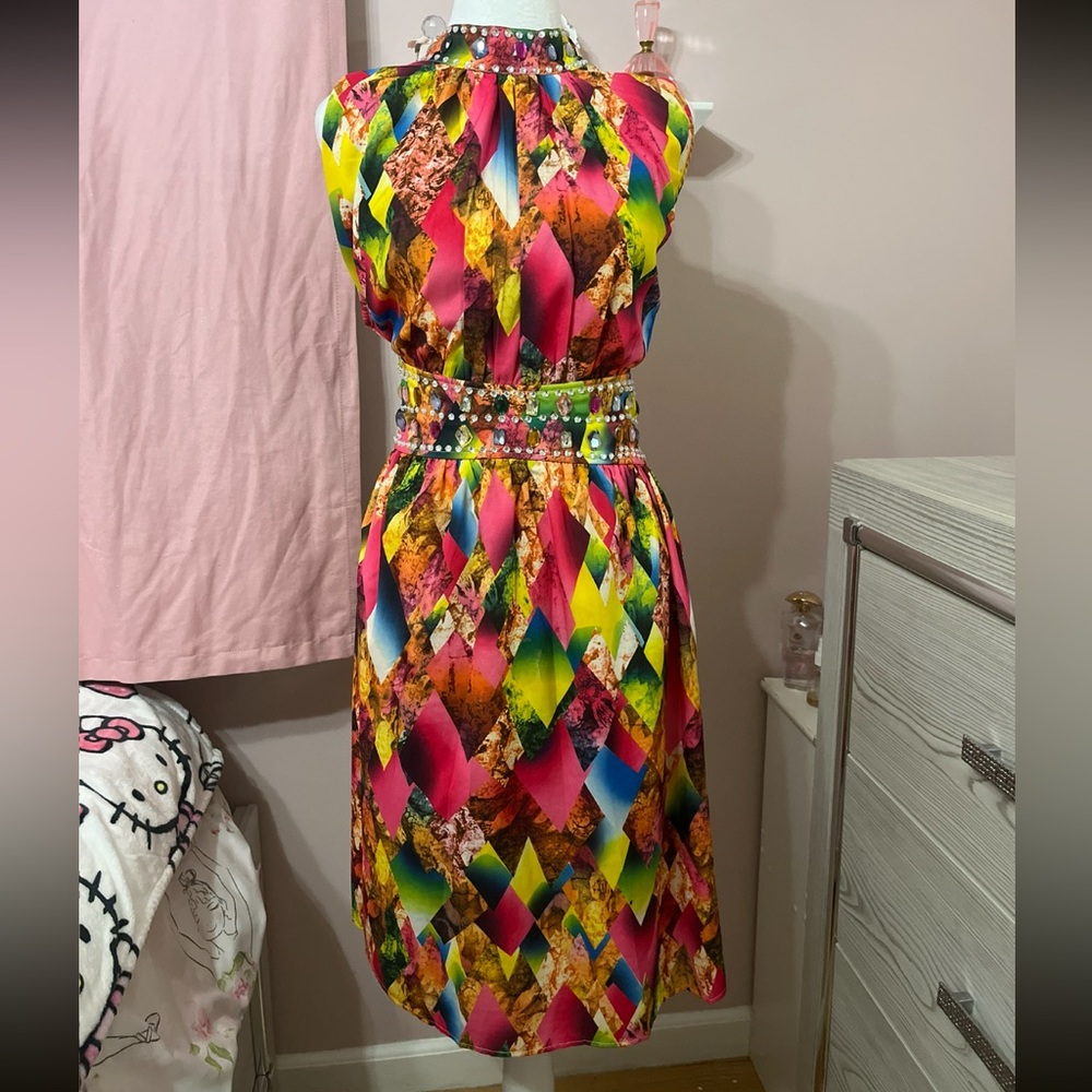 Colorful Geometric Print Dress